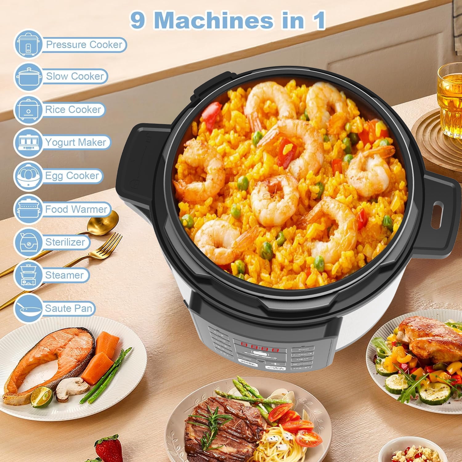 Babyltrl 6 Quart Electric Pressure Cooker,10-in-1 Multi-Functional Slow and Rice Cooker