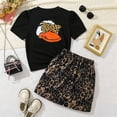 thumbnail image 2 of Utlike Girls Clothing Set Children'S Cartoon Short Sleeve T Shirt Leopard Print Skirt Two Piece Set Fashion Trend Outfits For Sweet Girls Size 7 Years-8 Years, 2 of 9