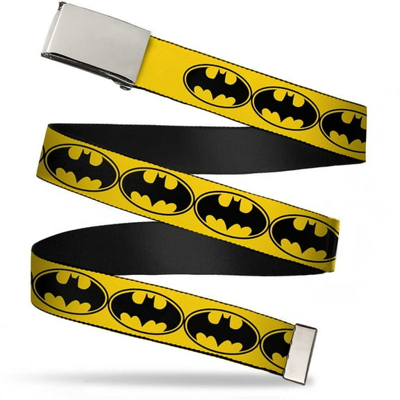 Adjustable Belt, Clamp Buckle, Cut-to-Fit, Bat Signal Yellow Black Yellow