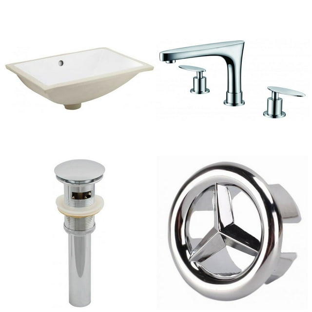 18.25-in. W CUPC Rectangle Bathroom Undermount Sink Set In White - Chrome Hardware - Overflow Drain Incl. AI-25967