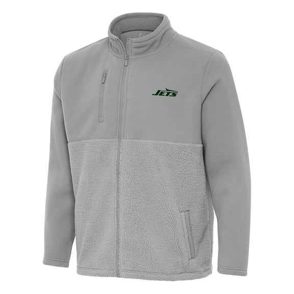 Men's Antigua Gray New York Jets Daily Fused Full-Zip Jacket