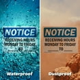 thumbnail image 6 of (2 Pack) Receiving Hours Monday To Friday ____ To ____ OSHA Notice Sign 18 Inch X 12 Inch Indoor / Outdoor Rust-Free Aluminum Metal Signs for Workplace, Workshop, and Construction Site, 6 of 8