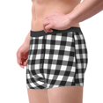 thumbnail image 2 of Balery Black White Plaid Calzoncillos bóxer para hombre, ropa interior de algodón suave y transpirable con cinturilla de nailon-X-Large, 2 of 5