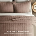 thumbnail image 2 of EVERGRACE 100% Cotton Box Stitch Quilt Bedding Set King Size 3 Pieces, Garment-Washed Lightweight Soft Cozy Coverlet, Oversized Quilted Bedspread Sets with 2 Shams for All Season, Clay, 2 of 8