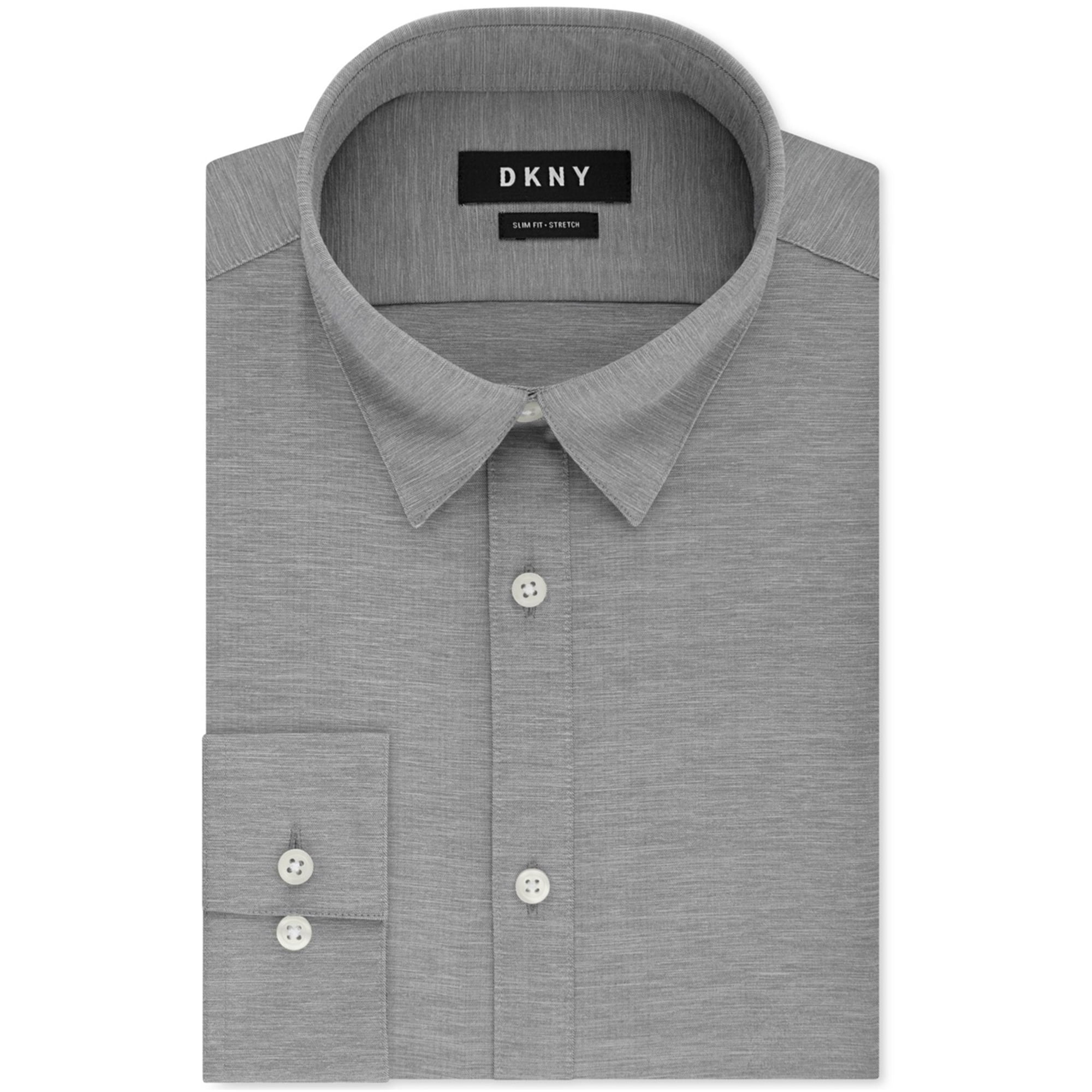 DKNY Mens Active Stretch Button Up Dress Shirt, Grey, 15.5 DKNY Mens Active Stretch Button Up Dress Shirt, Grey, 15.5