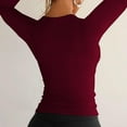 thumbnail image 4 of BUIGTTKLOP Long Sleeve Shirts for Women Deep V Neck Tights Undershirts Stretchy Slim Fitted Basic Tees Tops, 4 of 6