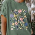 thumbnail image 2 of Wildflower Blossom Floral Graphic Tee T-Shirts for Women, Short Sleeve Tops - Vintage Sage, 2 of 5
