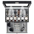 thumbnail image 1 of Organizador Watch Box GUKA GK-012BKGREY-LED-24 de piel con 12 ranuras, 1 of 8
