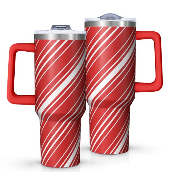 Christmas 40oz Tumbler– Stainless Steel Insulated Tumbler with Handle and Straw, Large Capacity Travel Cup for Hot & Cold Drinks