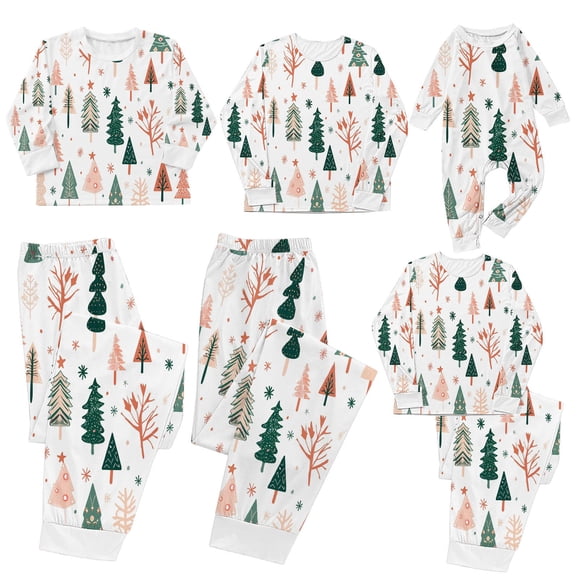 Pisexur Family Christmas Pajamas Fashion Print Pjs Matching Sets Long Sleeve Tops and Pants Holiday Pajamas Trendy Matching Family Outfits Xmas Pajamas Family for Men Women Kids and Baby