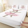 thumbnail image 3 of Homewish Cartoon Rabbit Child Queen Sheet Sets, Pink Ballet Bunnies Animal Flat Sheet, Kawaii Princess Style Queen Fitted Sheet, Lightweight Room Decor, 4-Piece, 3 of 7