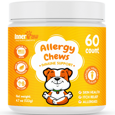 Inner Paw Dog Allergy Chews – Itch Relief & Immune Support for Dogs, 60 Count
