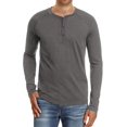 thumbnail image 1 of T-Shirts Henley à Manches Longues Ajustés Décontractés pour Hommes en Coton, 1 of 2