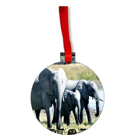 Ornaments Elephant Tribal African Elephants Round Shaped Flat Hardboard Christmas Ornament Tree Decoration Unique Modern Novelty Tree Decor Favors