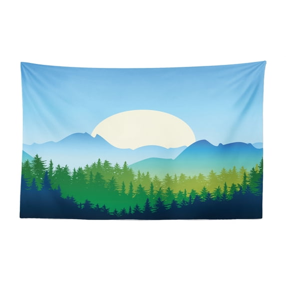 Evergreen Tapestry, Wilderness of a National Park Ecosystem Healthy Environment Concept, Fabric Wall Hanging Decor for Bedroom Living Room Dorm, 2 Sizes, Green and Hunter Green, by Ambesonne