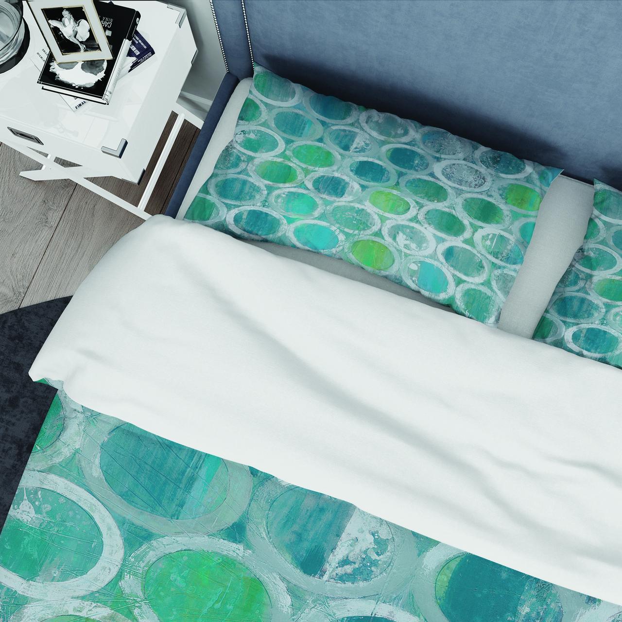 Designart 'Natural Blue Circle' Geometric Duvet Cover Set