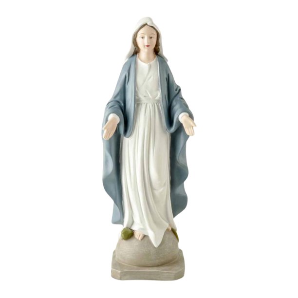 Estatua de Virgen María, adorno de regalo religioso, figura coleccionable de resina, escultura de Santísima Madre María para boda, y
