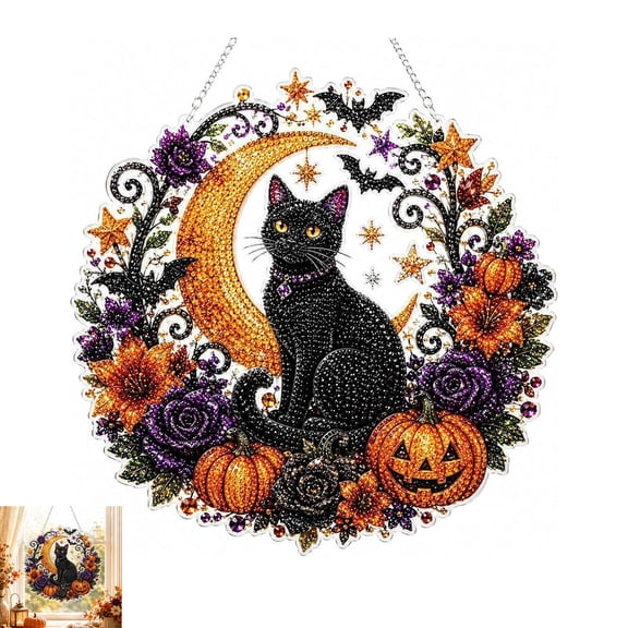 Halloween Diamond Art Hanging Kits for Adults Beginners, DIY Acrylic 3D Special Shaped Crystal Diamond Gem Art Painting Hanging for Home Wall Decor and Gift ZP