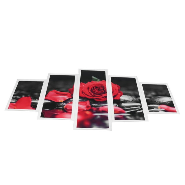 Pintura de pared, pintura de arte de pared de 5 piezas, pintura sin marco, pintura de rosas, valor inmejorable