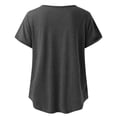 thumbnail image 4 of Gibobby Casual Playera de Manga Corta para Mujer Blusa informal manga corta con cuello en V y botones color liso para mujer(Gris oscuro,CH), 4 of 5
