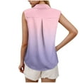 thumbnail image 6 of JGGSPWM Women's Business Tops Fashion Gradient Color Sleeveless Summer Shirts Button Down Casual Work Tunic Shirt Pink M, 6 of 6