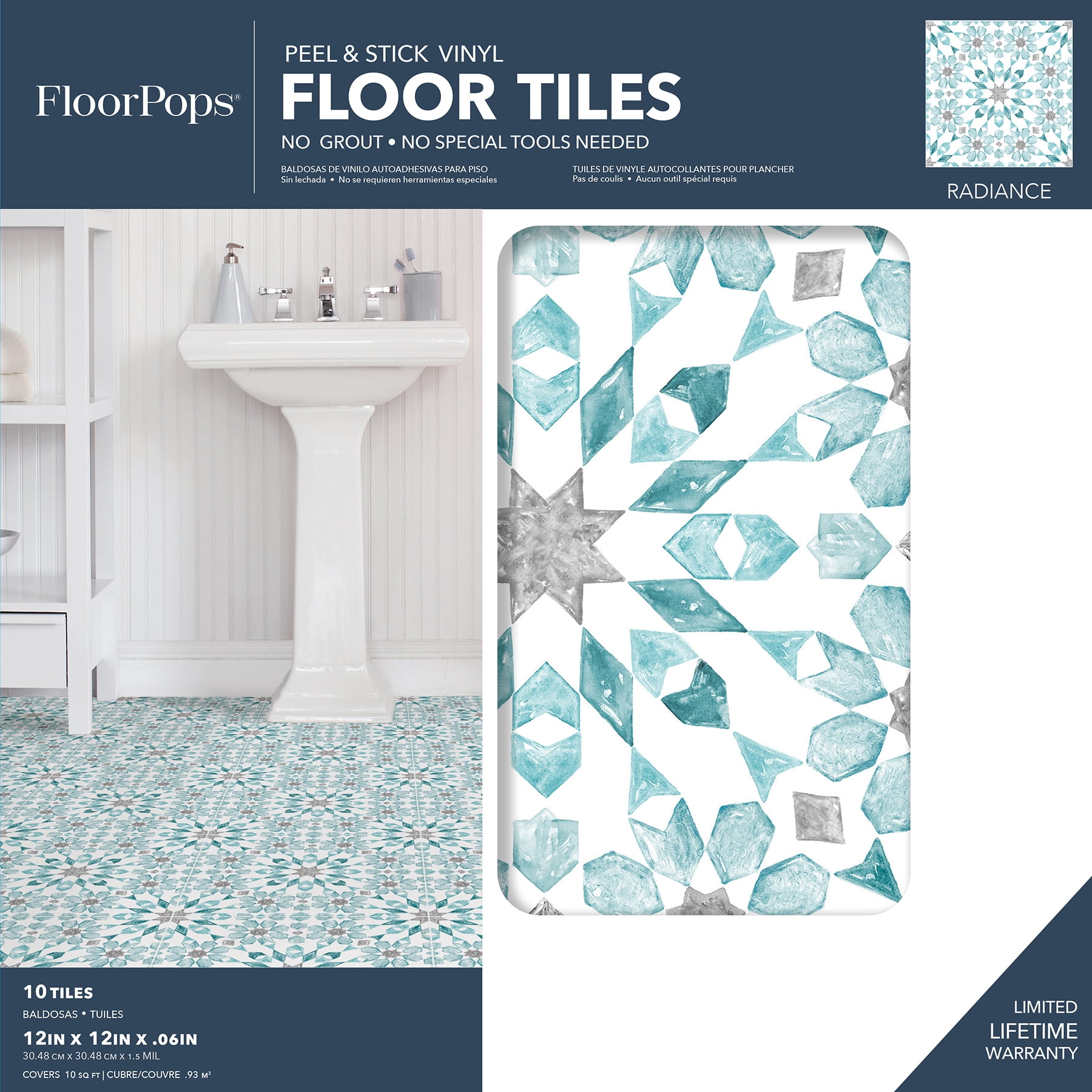 FloorPops! Radiance 12 in. x 12 in. Peel and Stick Virgin Vinyl Floor Tiles (10-Pack) Flooring Materials