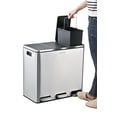 thumbnail image 2 of Step N’ Sort 3 Compartment Recycling Bin, 54L (3 x 18L), Stainless Steel Kitchen Trash Can with Lid and Removable Buckets, 2 of 6