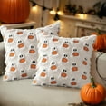 thumbnail image 5 of Leutsin Halloween Pumpkin Ghost Pillow Covers Decorative Fall Cute Ghost Plush Faux Fur Pillows 18x18 Inch Soft Pumpkin Accents for Sofa Couch Bed Living Room Festive Home Decor,White Orange, 5 of 6