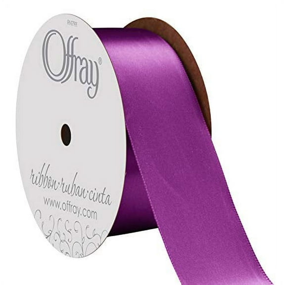 Berwick Offray 1.5" Wide Double Face Satin Ribbon, Purple, 10 Yds, 10 Yards, Dark Purple