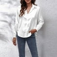 thumbnail image 5 of Luxe Satin-Effect Shirt for Women, Long Sleeve Solid Color Blouse with Imitation Silk Fabric, Elegant Loose Fit Top for Office & Evening Wear,White XL, 5 of 5