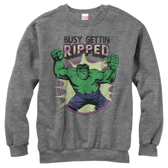 Women's Marvel Hulk Getting Ripped Sweatshirt Athletic Heather Small