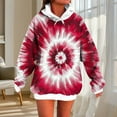 thumbnail image 2 of Tie Dye Shirt for Women Oversized Long Sleeved Hoodie Fall Winter Fashion Sweatshirt with Pockets Wine S, 2 of 5