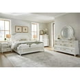 thumbnail image 2 of Bowery Hill Mid-Century Wood King Mansion Bed in White Finish, 2 of 4