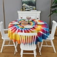 thumbnail image 2 of Colorful Rainbow Tie Dye Spiral Pattern Round Tablecloth 60"x60",Wrinkle Wipeable Table Cloth for Kitchen Dining Room Picnic Patio Party, 2 of 6