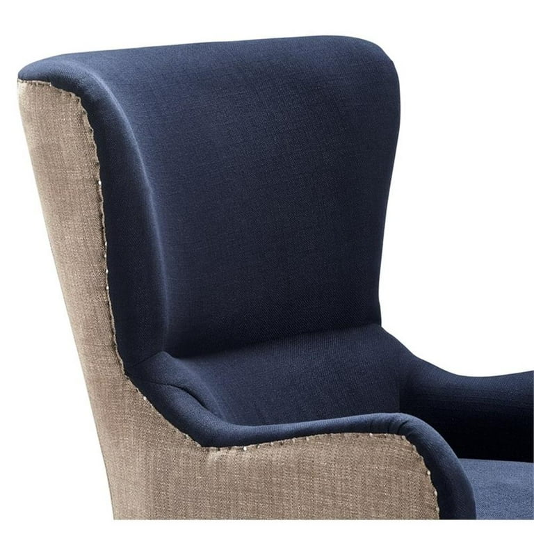 Tommy Hilfiger Warner Wingback Chair Two Toned Brown and Navy