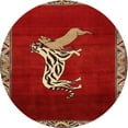 thumbnail image 1 of Ahgly Company Indoor Round Traditional Red Animal Area Rugs, 3' Round, 1 of 6