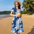 thumbnail image 4 of Fotbe Flower Vestido Largo de Moda para Mujer, Vestido Tipo Camiseta con Manga Corta y Estilo Casual a Rayas y Bloques de Color, 4 of 6