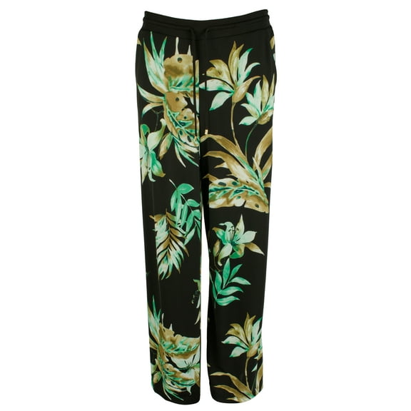 Women's Petite Wide Leg Floral Pants BLK PM