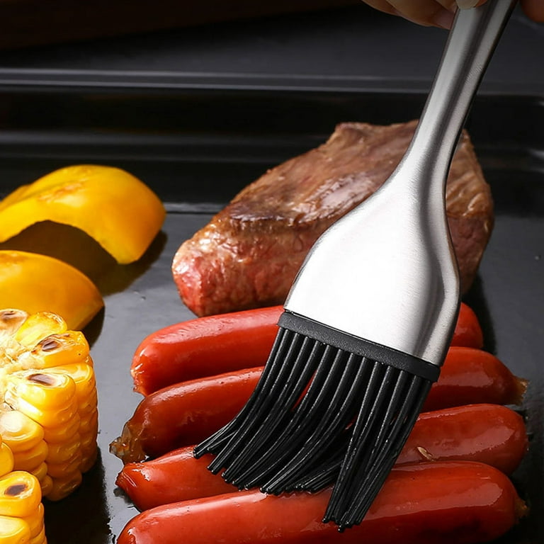 Silicone Kitchen Oil Brush BBQ Grill Basting Brush Stainless Steel
