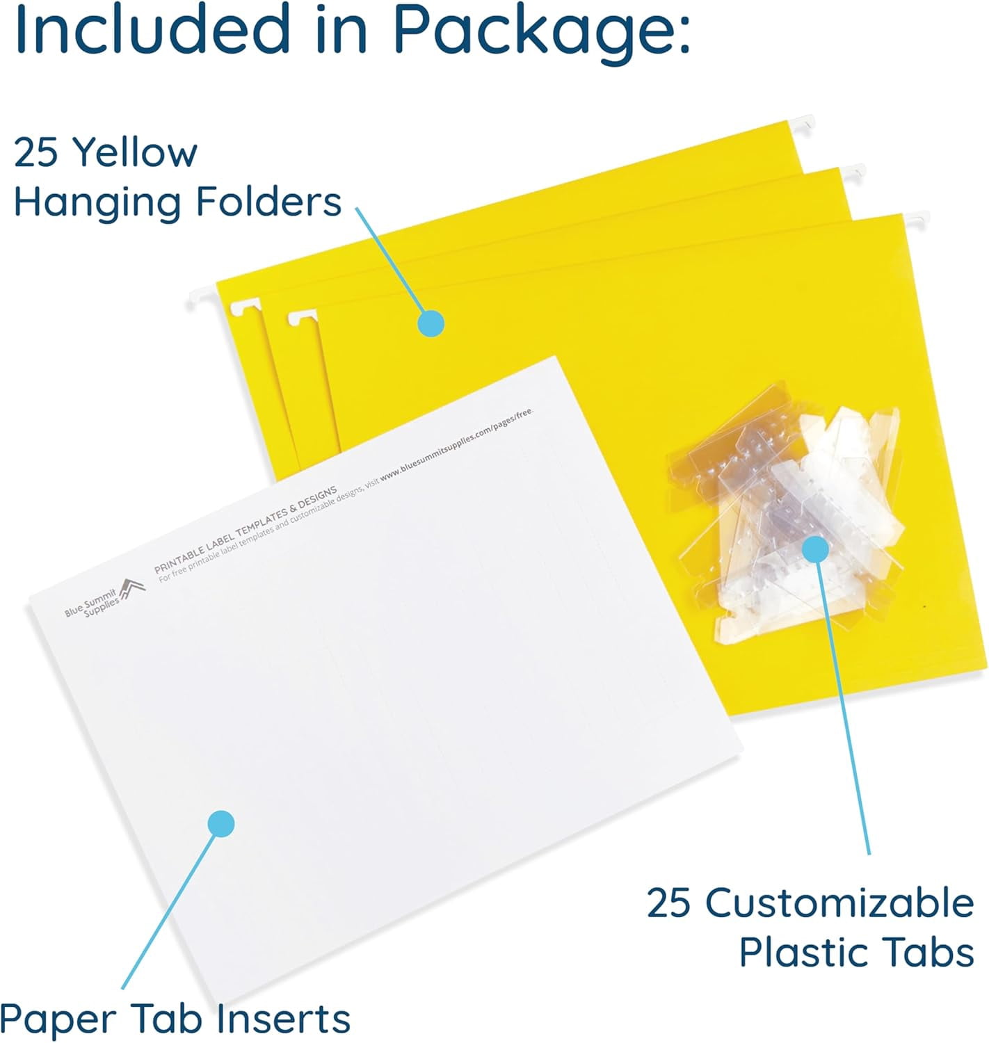 Hanging File Folders, 25 Reinforced Hang Folders, Designed for Home and Office Color Coded File Organization, Letter Size, Yellow, 25 Pack