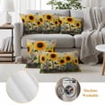 thumbnail image 6 of Sunflowers Outdoor Waterproof Pillow Covers, Watercolor Colorful Botanical Floral Branches Decorative Square Throw Pillowcase Sofa Cushion Sham for Patio/Couch/Chair, 24"x24" 2 Pack, 6 of 8