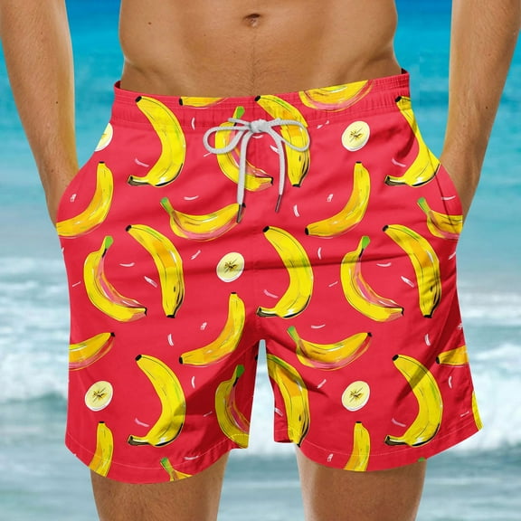 MingSongHua george Plus Size Men's Shorts Clearance，Men's Hawaiian Print Shorts Casual Swimming Shorts Beach Shorts