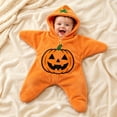 thumbnail image 5 of ZHANGDER Baby Starfish Onesie, Cute Pumpkin Theme Fleece Jumpsuit Infant Warm Outfits with Zipper, 5 of 6
