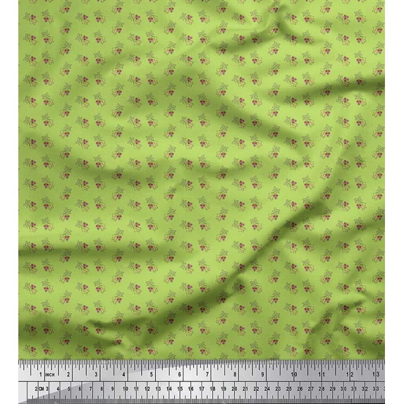 Soimoi Cotton Duck Fabric Leaves & Berries Shirting Print Fabric by Yard 42 Inch Wide