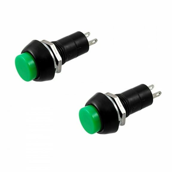 2x Green Push Button Switch Car/Truck/General Momentary Reset 12V AC 125V/250V