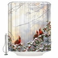 thumbnail image 2 of Christmas Waterproof Fabric Shower Curtain, Xmas Birds Berry Botanical Snowflake Shower Curtain for Bathroom Curtains Bathtubs Hotel Washable Shower Curtains with 12 Hooks Standard 66x72, 2 of 6