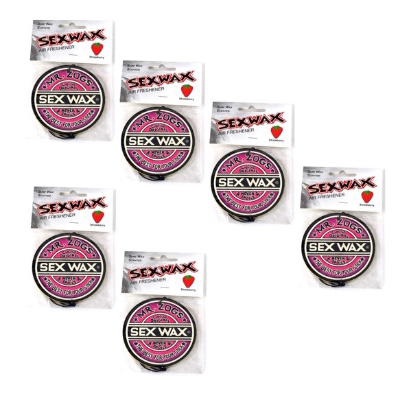 Ambientador Sex Wax Mr. Zoggs con logo morado de 3 pulgadas, paquete de 6