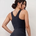 thumbnail image 3 of Active Women's Ruched Front Sports Tank with Stretchy Shoulder Straps - Large, Black, 3 of 4