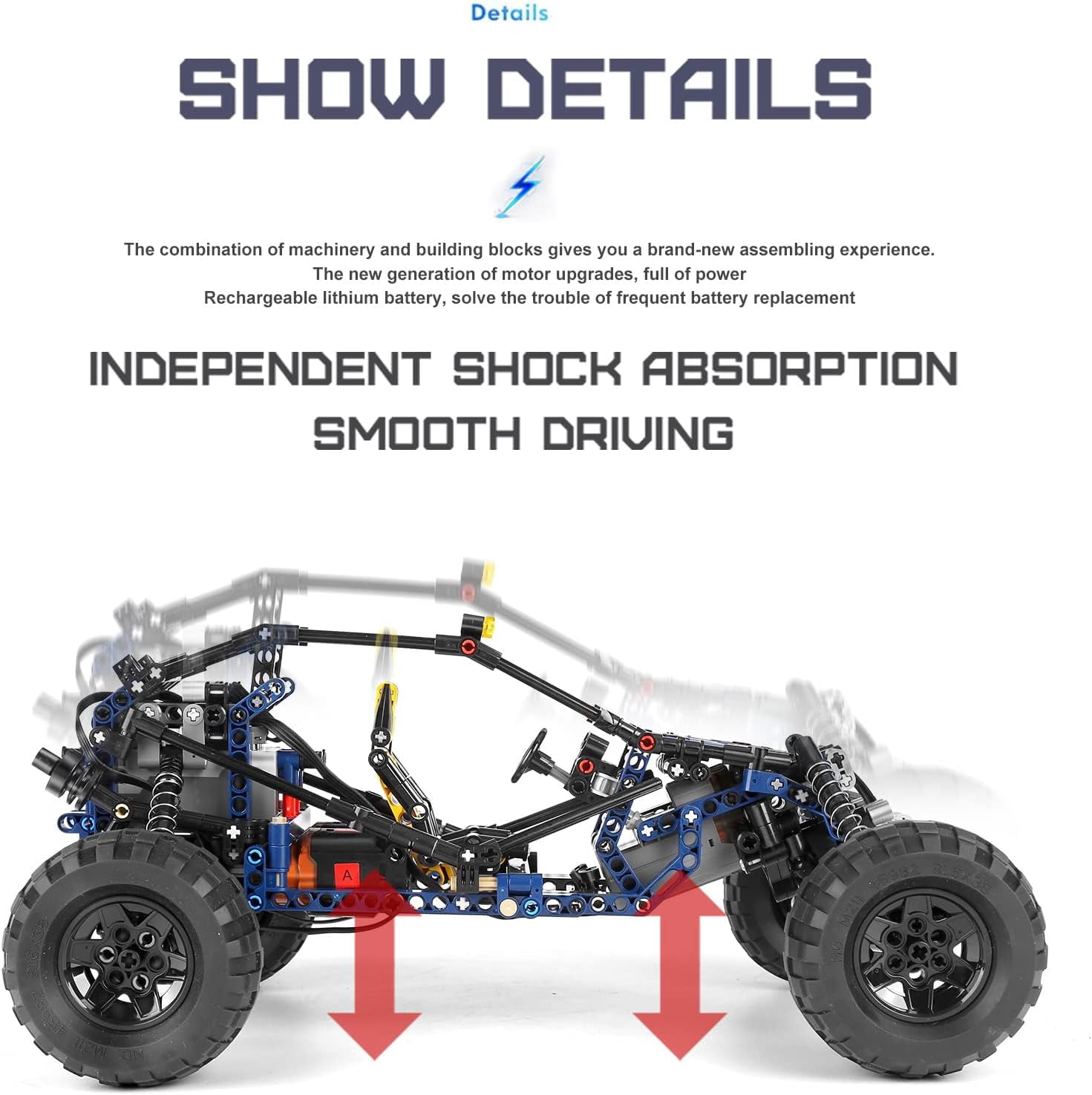 RC Off-Road Building Car Toys, 515 Pieces Building Blocks Lightning Climbing Car Model with Motors (Remote Control and APP Control)