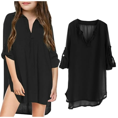 Toddler Girl Chiffon Swimsuit Coverup Chiffon Shirt Cover Up Cozy Breathable Little Girl Bikini Cover Up